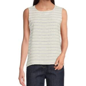 Calvin Klein Size M White Top Blue Striped NWT Professional Business Casual Chic